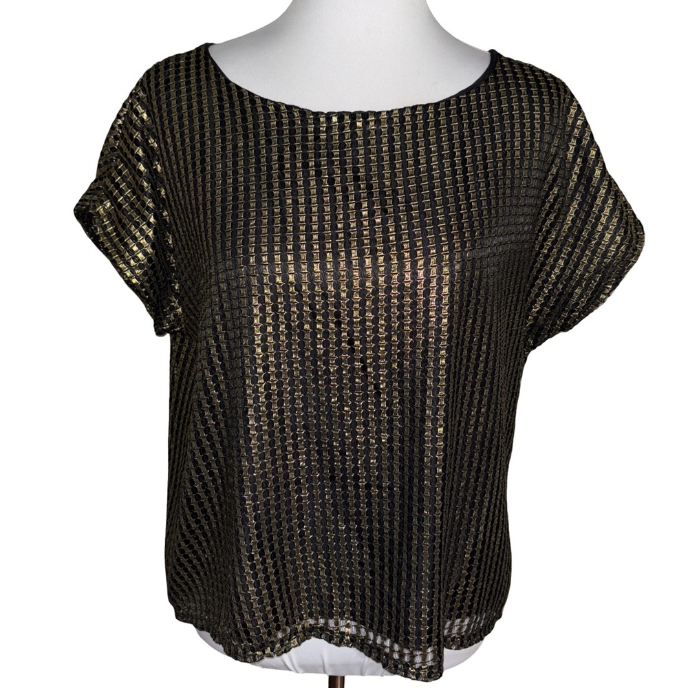 Fab'rik Black and Gold Shimmer Blouse